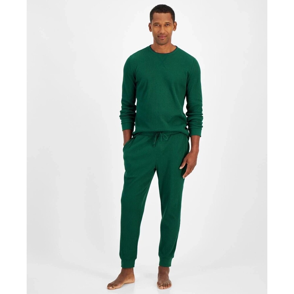 CLUB ROOM Sleepwear Mens XL Green Thermal Waffle Jogger Pajama Set Lounge PJs